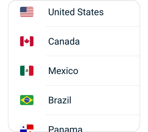 Air connect step 2, choose VPN server location